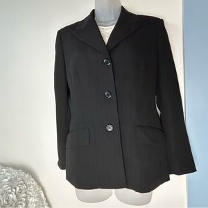 Le Suite 3-Button Black Blazer Suit Jacket 10 Petite Business Casual Preppy‎